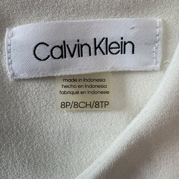 Calvin Klein White Sleeveless Faux Wrap Above Knee Dress Womens Size 8P - Picture 5 of 12